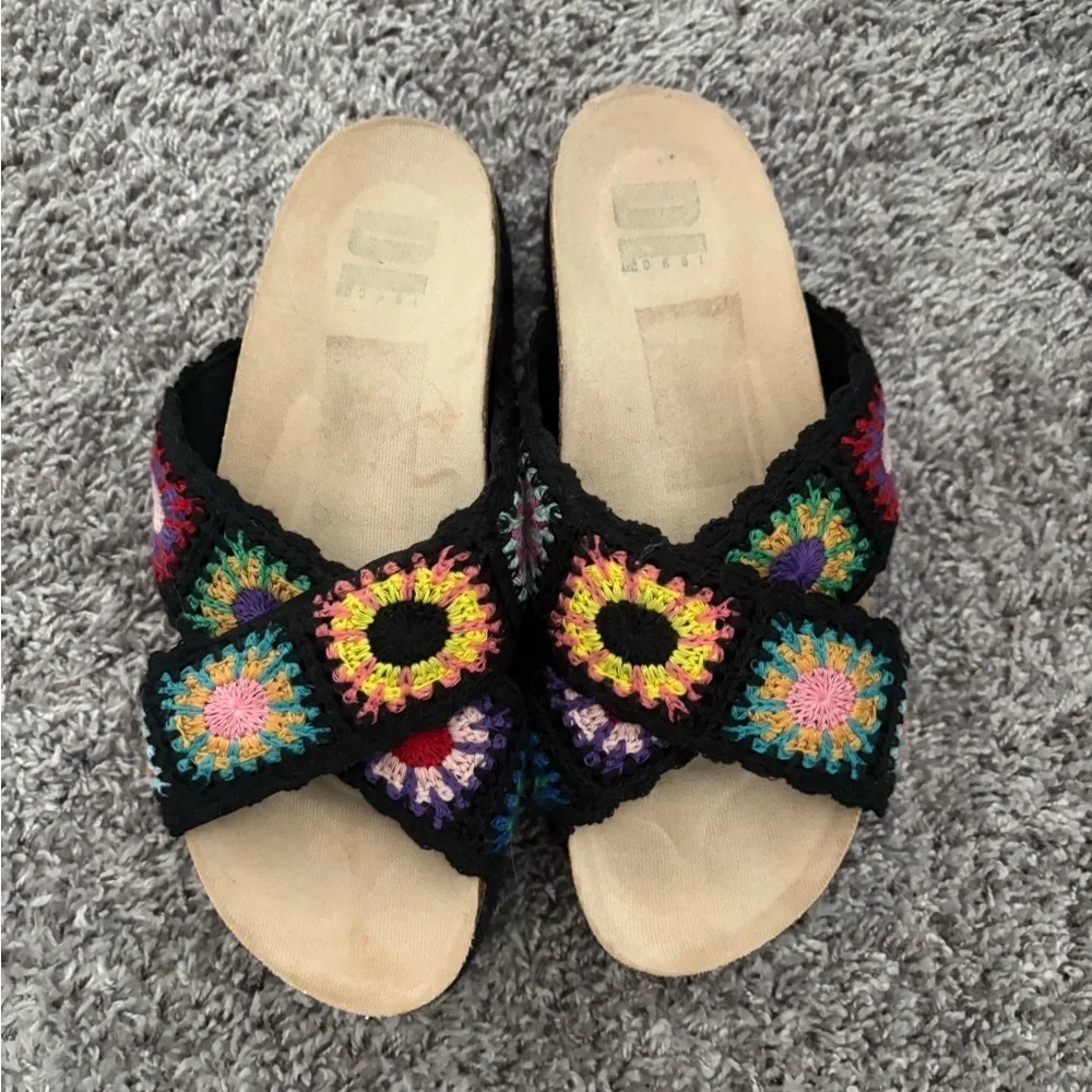 Nordstrom Black Crochet Platform Sandals